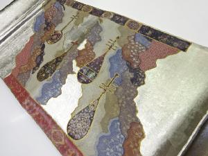 アンティーク　金彩螺鈿琵琶模様袋帯（材料）